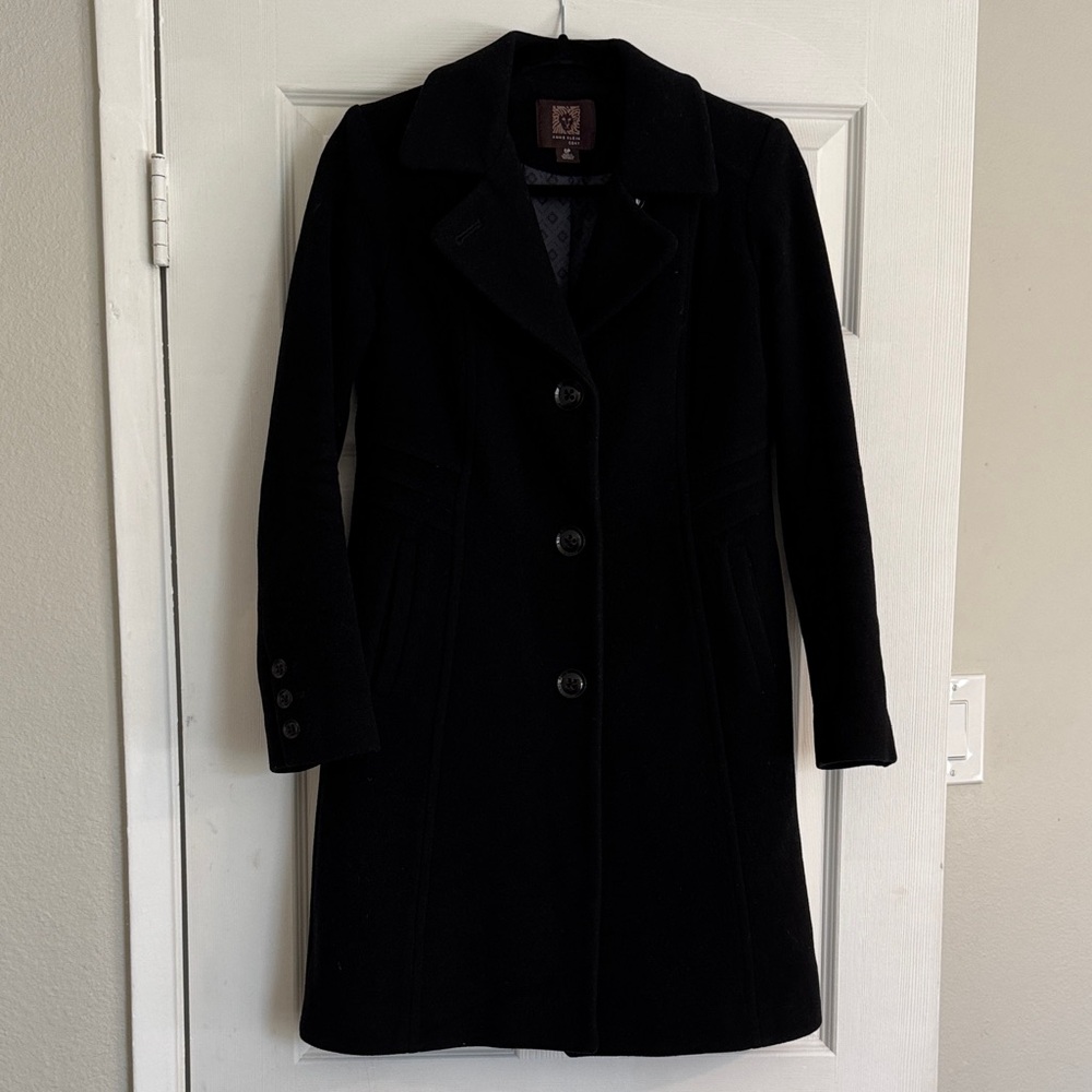 Anne Klein Classic Black Pea Coat